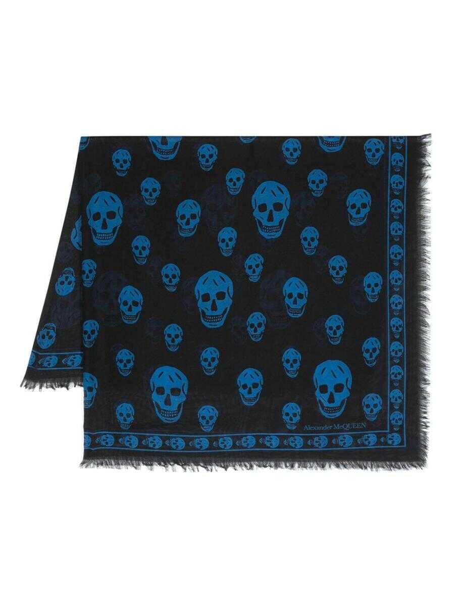 Alexander McQueen ALEXANDER MCQUEEN Biker Skull silk blend scarf BLACK