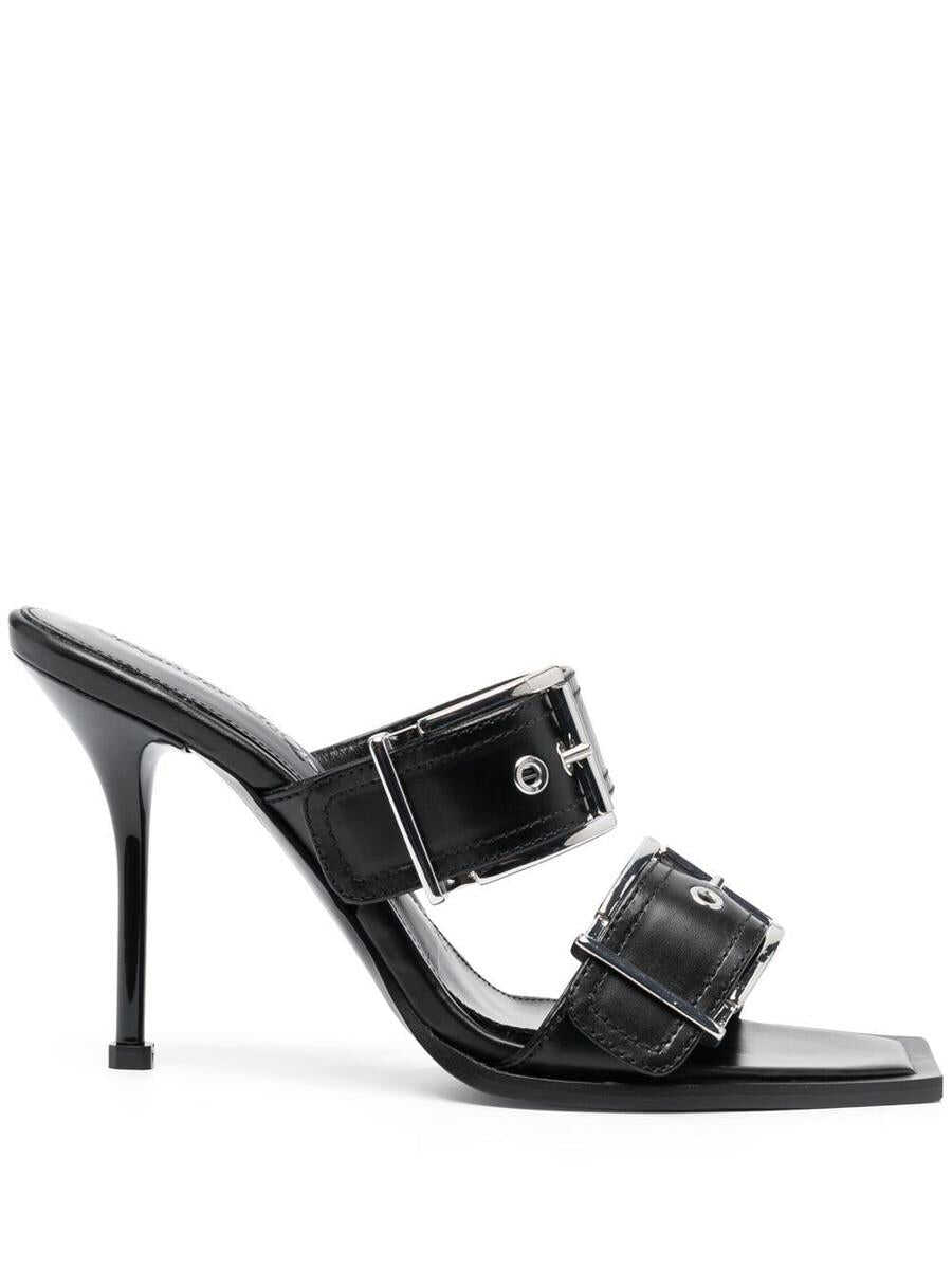 Alexander McQueen ALEXANDER MCQUEEN Punk double buckle leather sandals Black