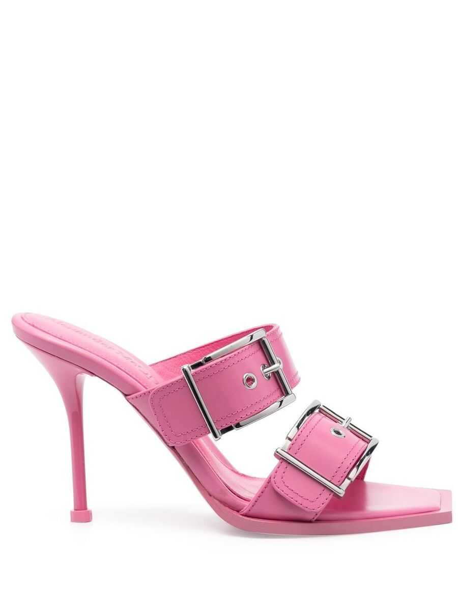 Alexander McQueen ALEXANDER MCQUEEN Punk double buckle leather sandals Pink