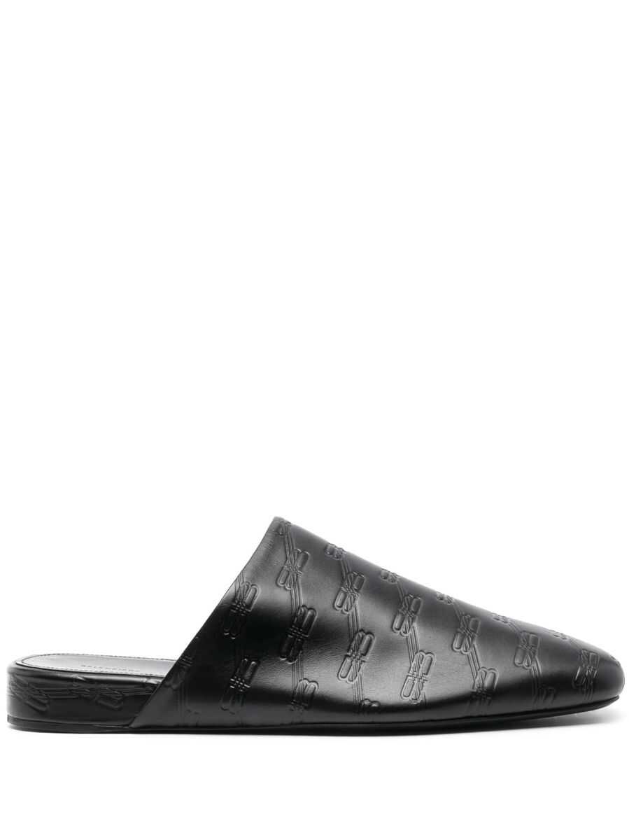 Balenciaga BALENCIAGA Cosy BB leather slippers BLACK