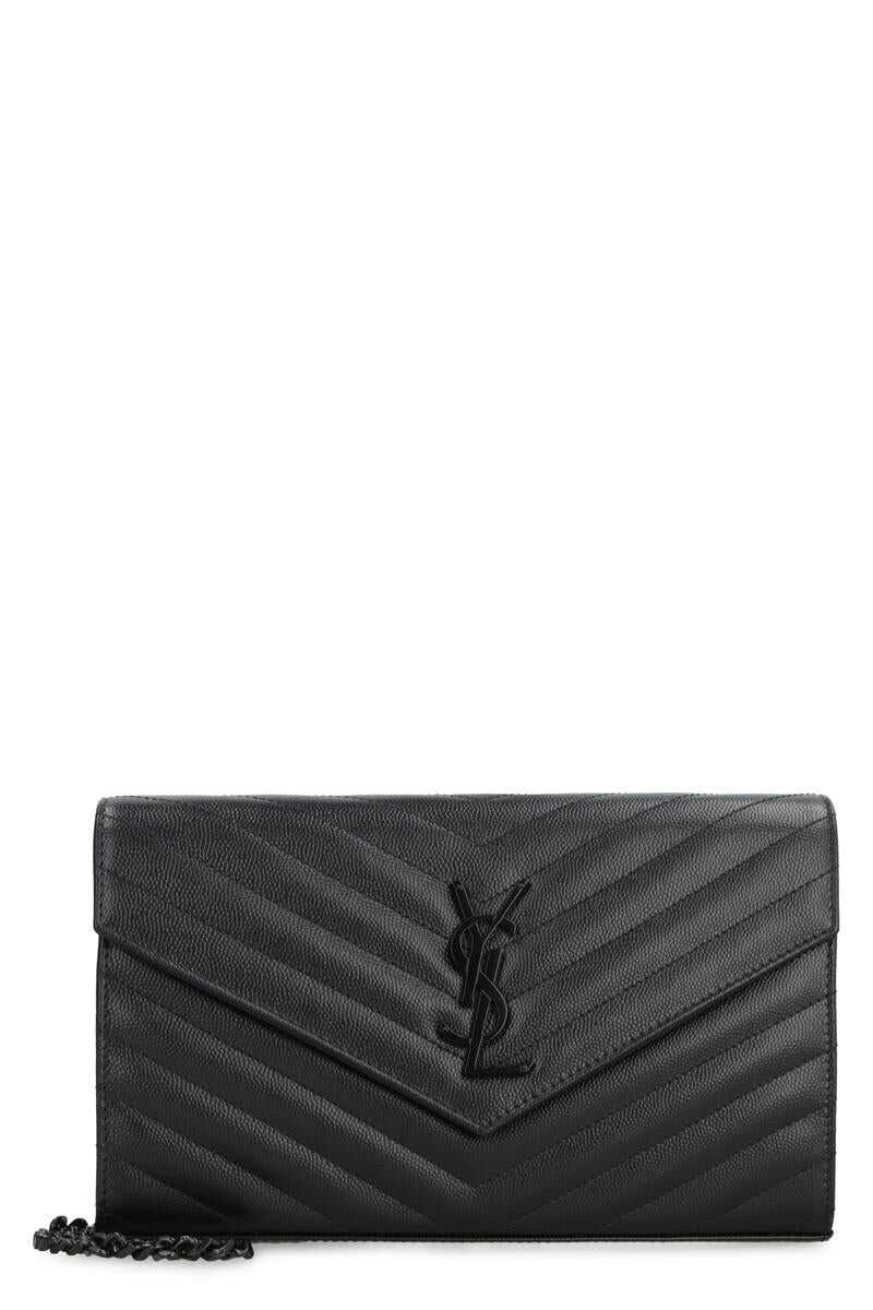 Saint Laurent SAINT LAURENT CASSANDRA LEATHER WALLET ON CHAIN BLACK