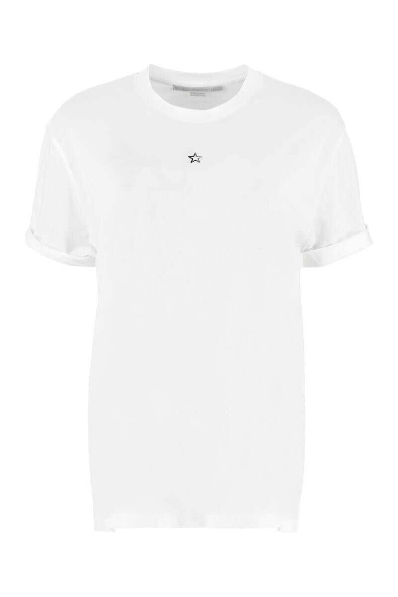 Stella McCartney STELLA MCCARTNEY EMBROIDERED STAR DETAIL COTTON T-SHIRT WHITE