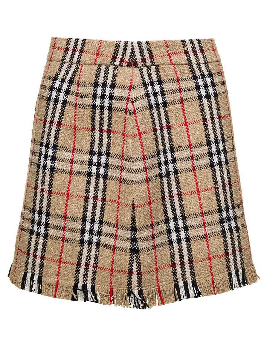 Burberry BURBERRY Check motif skirt Beige