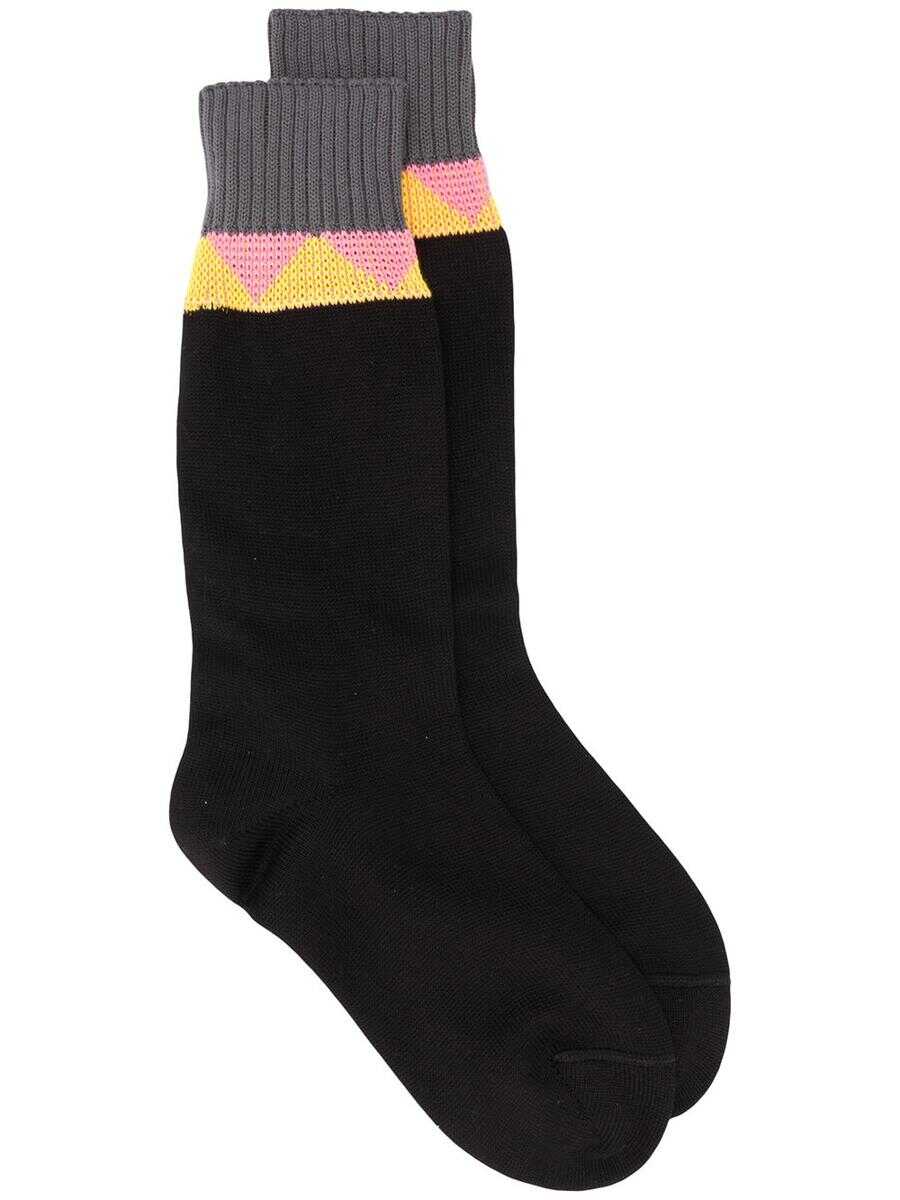 Prada PRADA chevron stripe ankle socks NERO