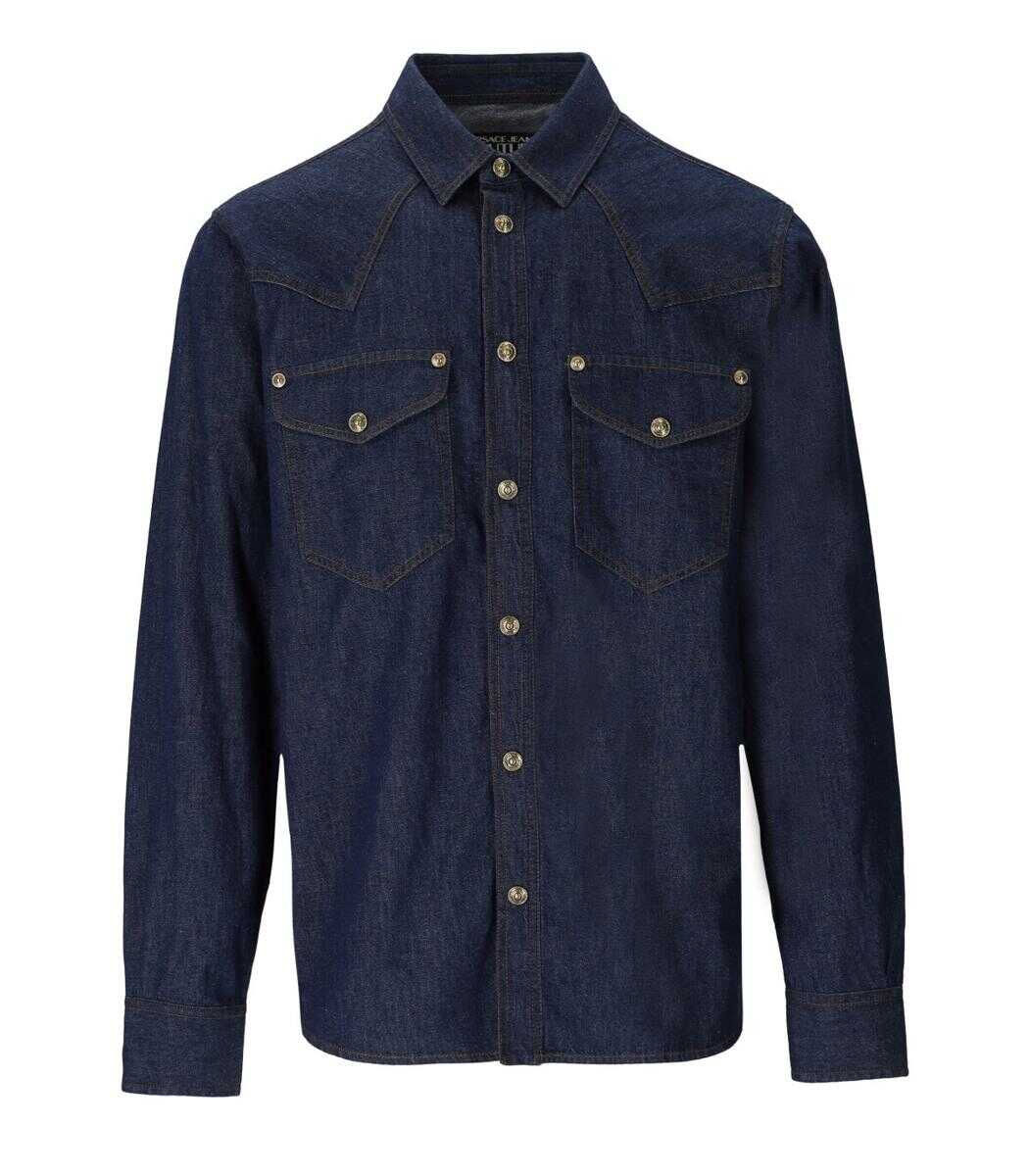 Versace Jeans Couture VERSACE JEANS DARK BLUE DENIM SHIRT Blue