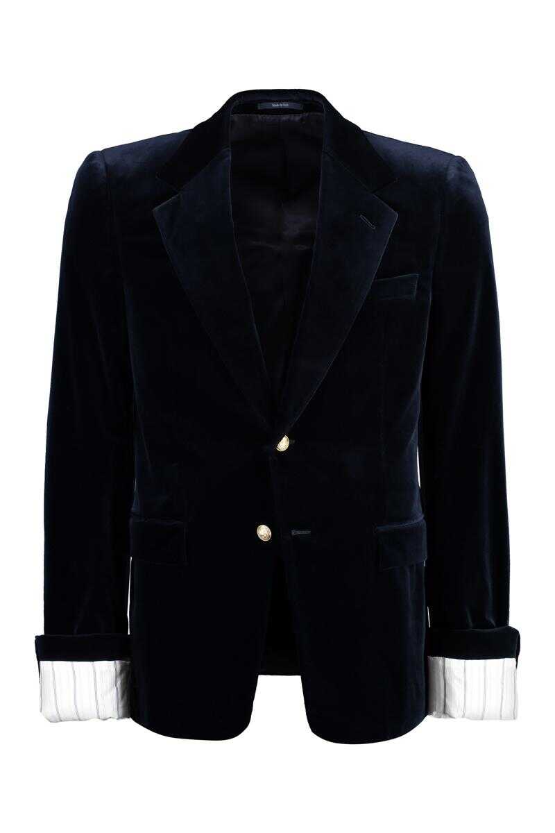 Gucci GUCCI SINGLE-BREASTED VELVET JACKET BLUE