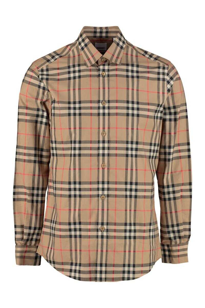 Burberry BURBERRY CHECKED COTTON SHIRT Beige