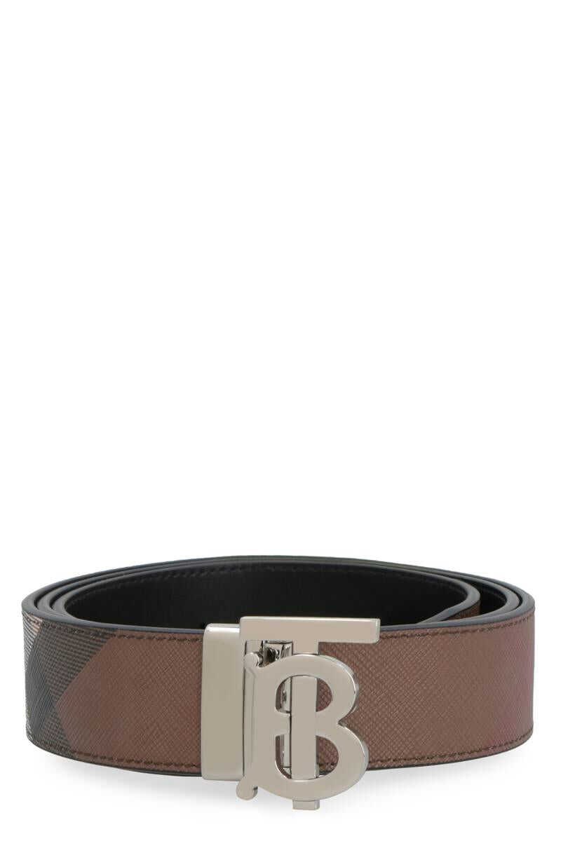 Burberry BURBERRY REVERSIBLE CHECK AND LEATHER BELT BROWN