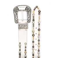 Curele Golden Goose White Leather Belt Femei