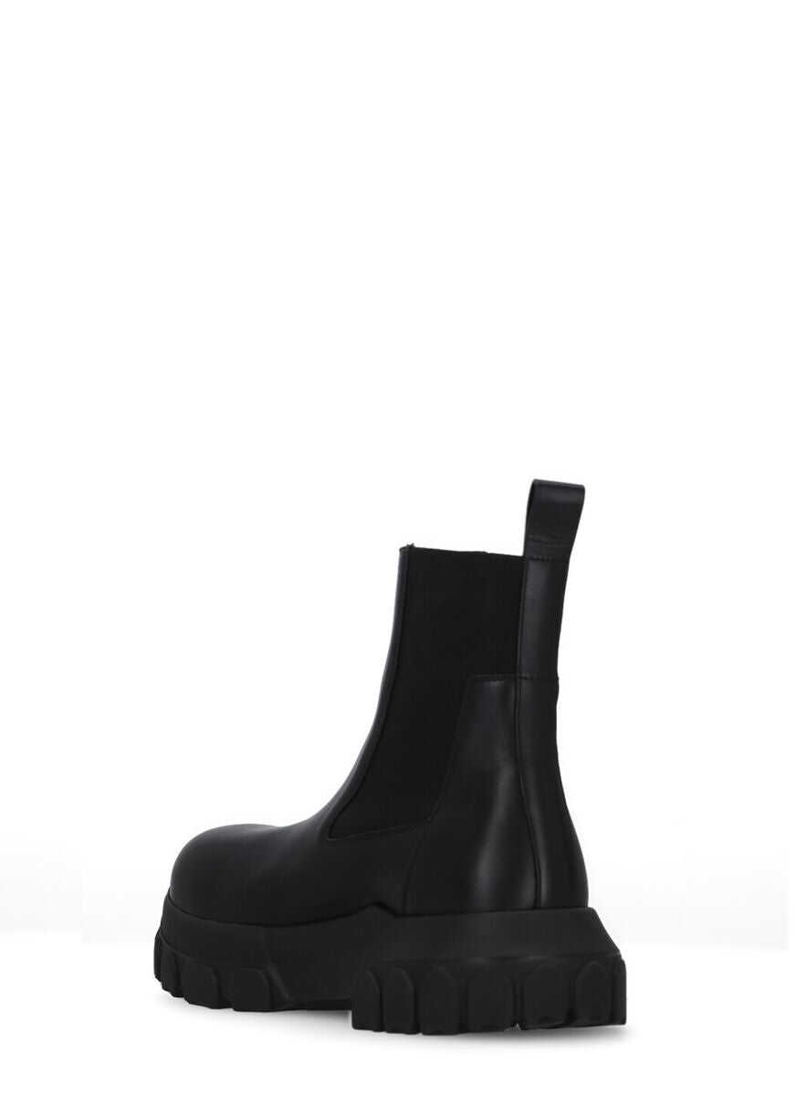 Rick Owens RICK OWENS BLACK LEATHER BEATLE BOZO TRACTOR ANKLE BOOTS BLACK
