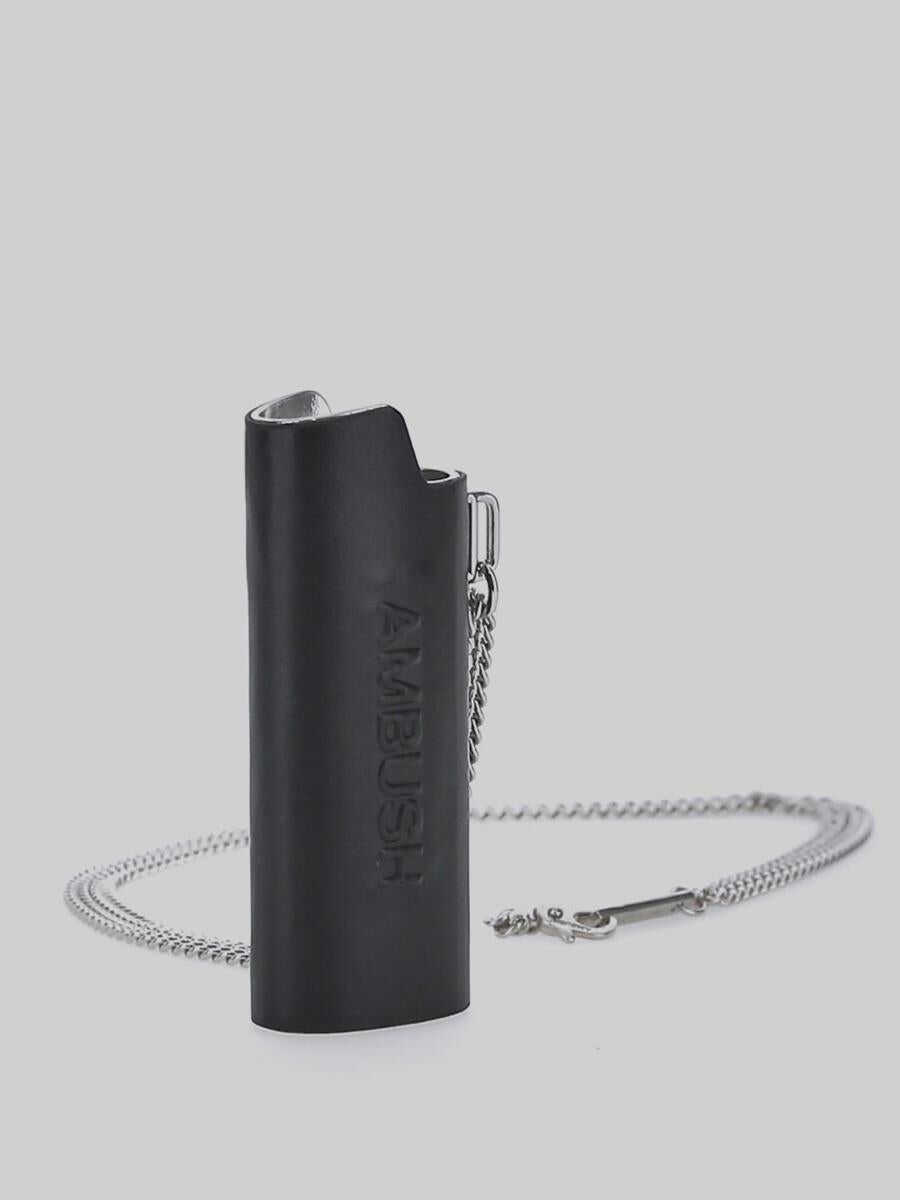 AMBUSH AMBUSH classic lighter case necklace, made with embossed 3D logo detailing BLACK
