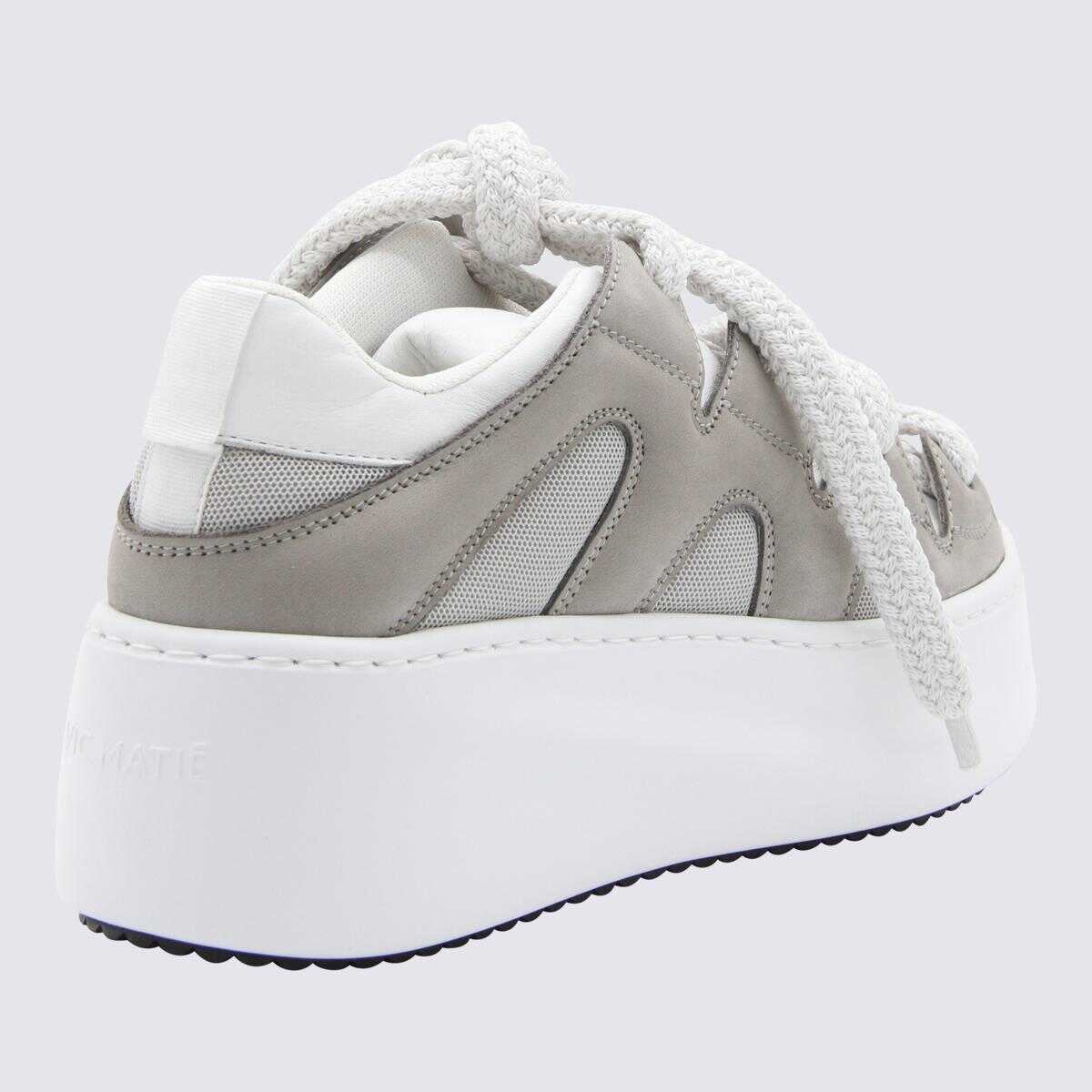 VIC MATIE VIC MATIE WHITE GREY LEATHER SNEAKERS White