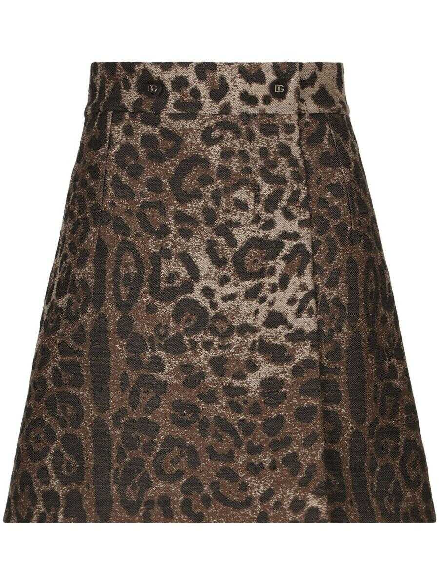 Dolce & Gabbana DOLCE & GABBANA Leopard-print miniskirt BROWN
