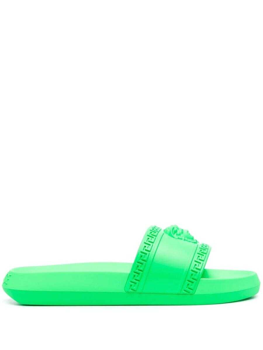 Versace VERSACE SLIDERS WITH MEDUSA HEAD MOTIF GREEN