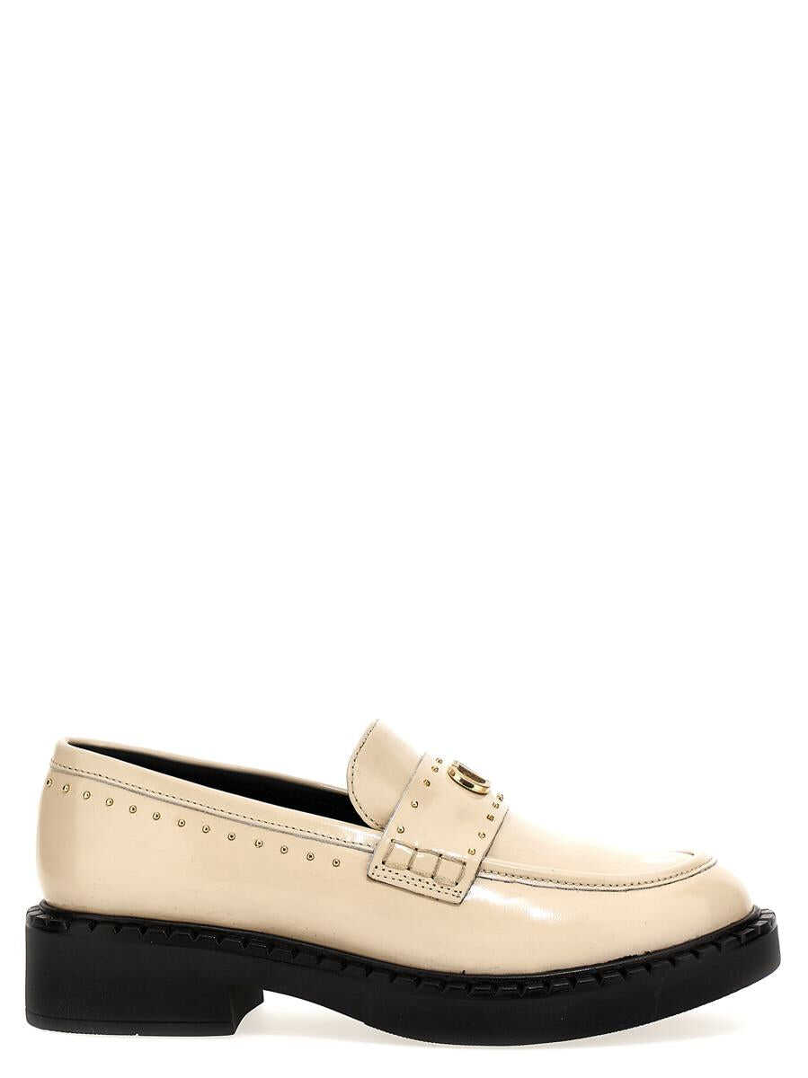 TWINSET TWINSET Studded logo loafers White/Black