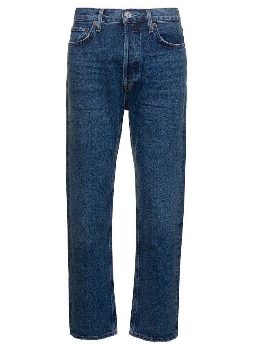 AGOLDE \'90\'s\' Blue Five-Pocket Style Straight Jeans in Cotton Denim Woman Blu