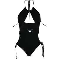 Topuri Black Ribbed Body-Suit With Cut-Out Detail And Halterneck In Viscose Blend Woman Femei