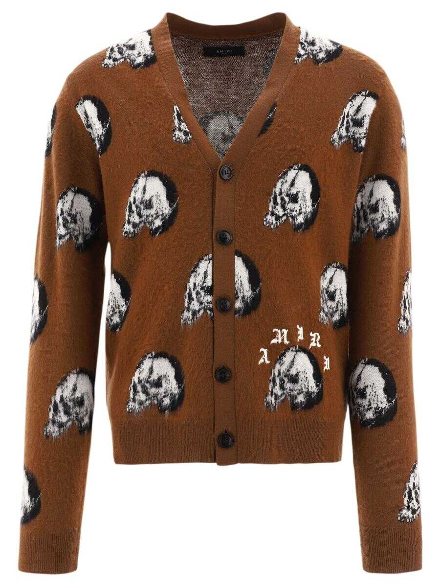 AMIRI AMIRI "Wes Lang Repeat Skull" cardigan Brown