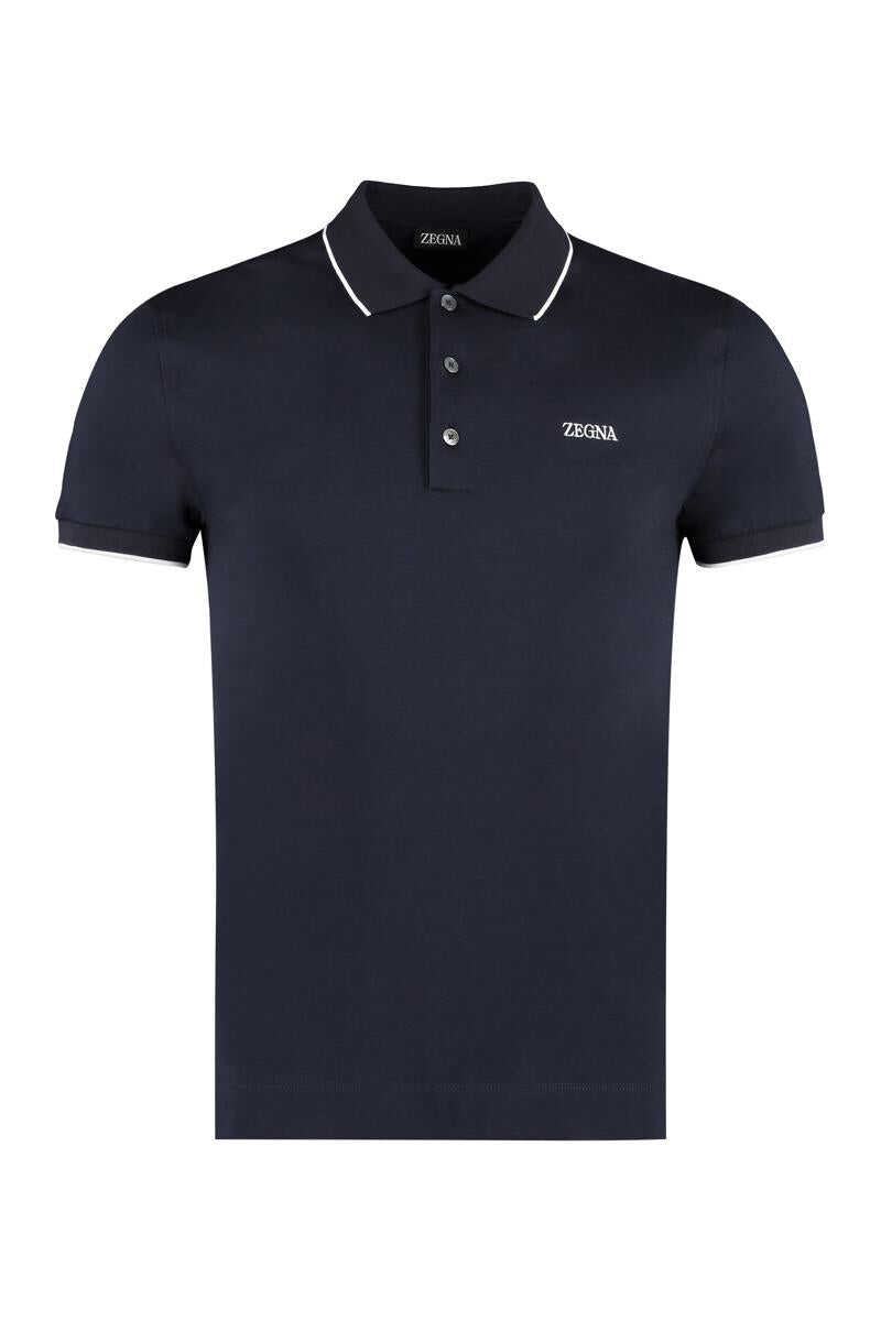 ZEGNA ZEGNA COTTON-PIQUÉ POLO SHIRT blue