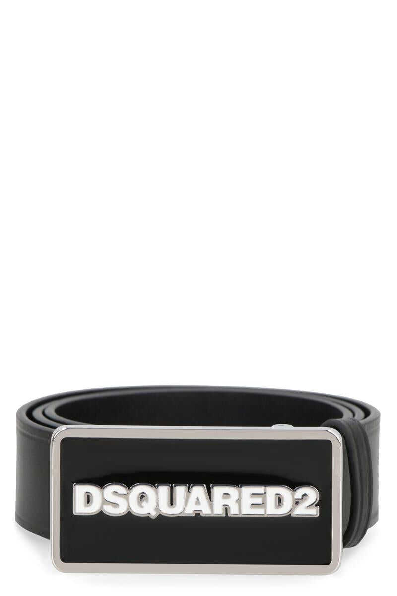 DSQUARED2 DSQUARED2 LOGO BUCKLE LEATHER BELT BLACK