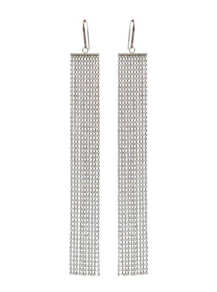 Isabel Marant Silver-Tone Drop Earrings with Crystal Embellishment in Brass Woman GREY