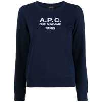 Pulovere Blue Tina Sweatshirt In Fleece Cotton With Logo Embroidery To The Chest A.P.C. Woman Femei
