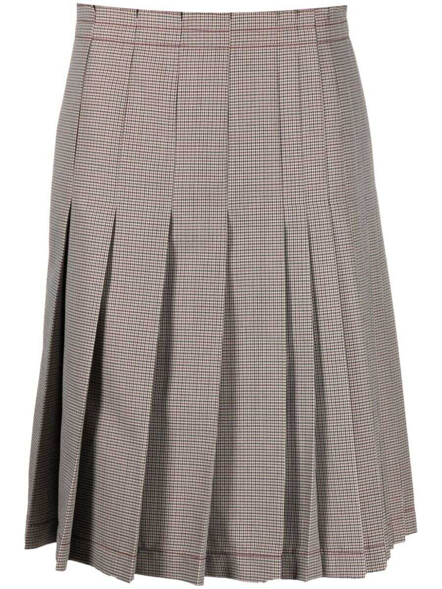 Marni MARNI check-print pleated midi skirt BEIGE