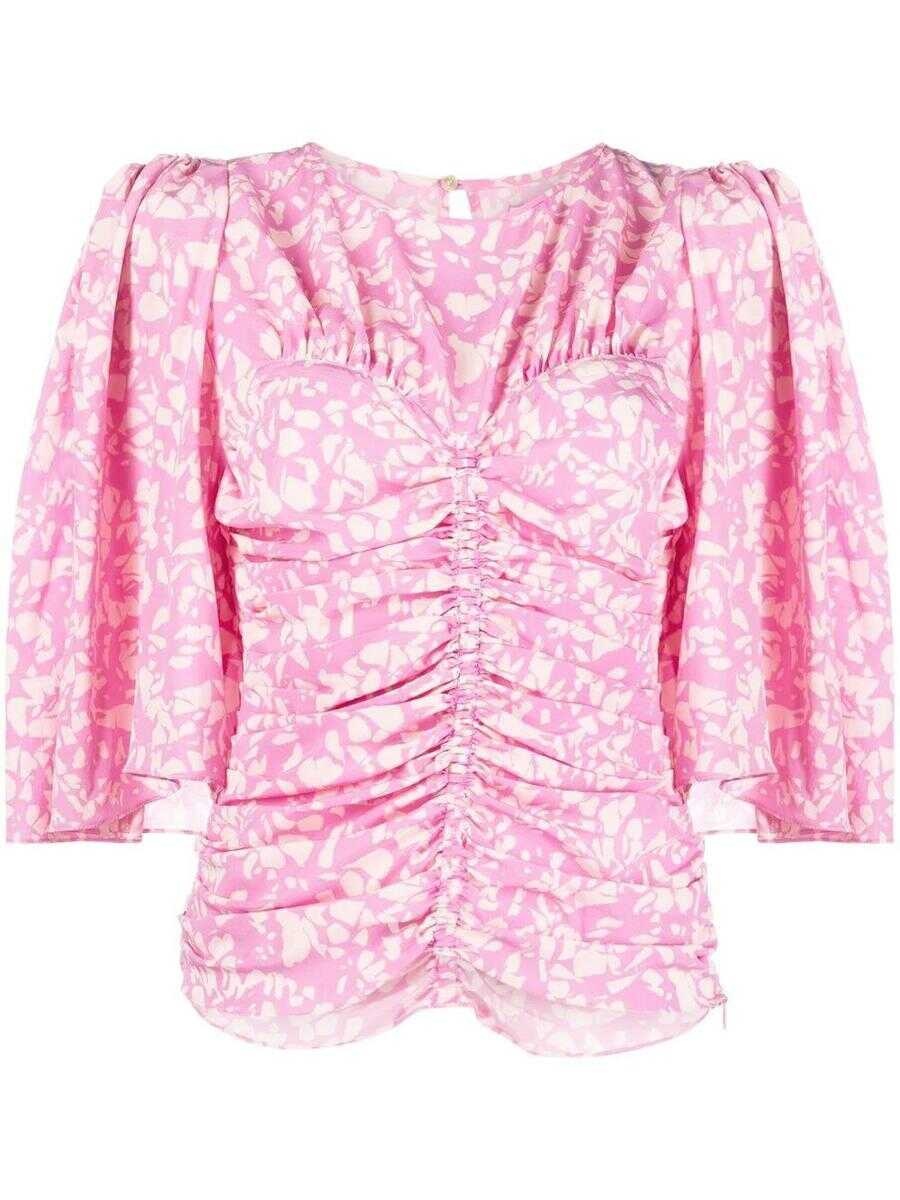 Isabel Marant ISABEL MARANT speckle-print ruched blouse PINK