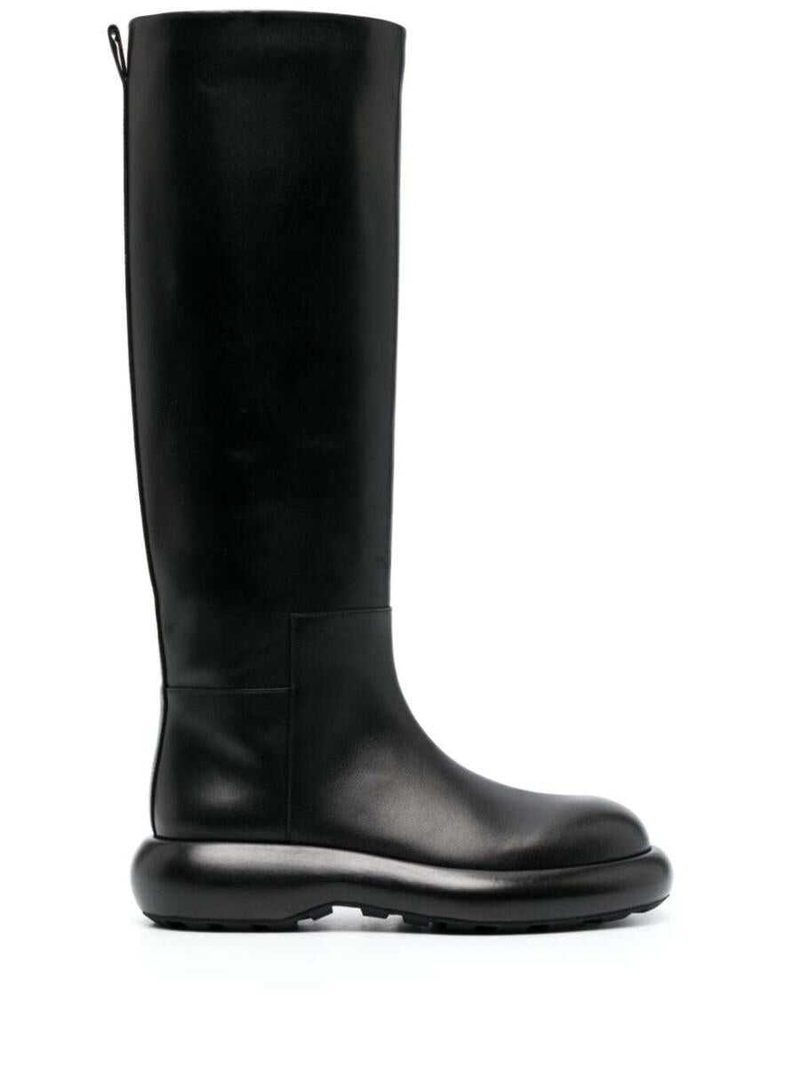 Jil Sander STRONG FORM BOX LEATHER BOOTS BLACK