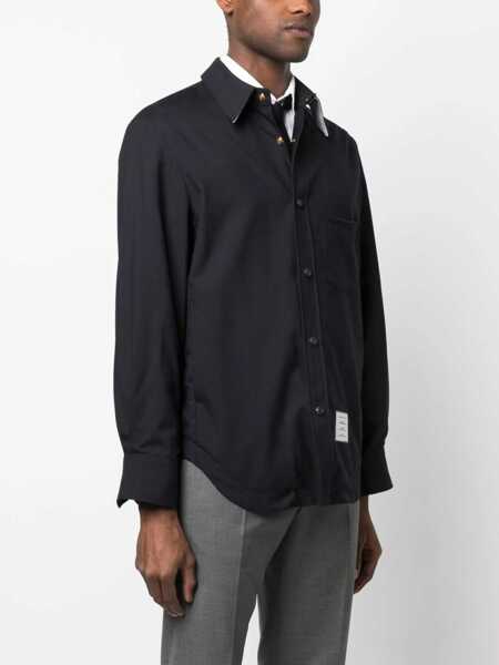 Camasi Thom Browne Thom Browne Wool Overshirt BLUE Barbati (BM 10939300) 3