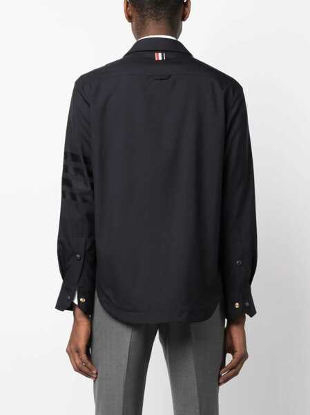 Camasi Thom Browne Thom Browne Wool Overshirt BLUE Barbati (BM 10939300) 4
