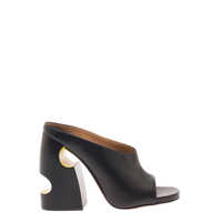 Sandale cu toc Pop Meteor Mules In Black Leather Woman Femei