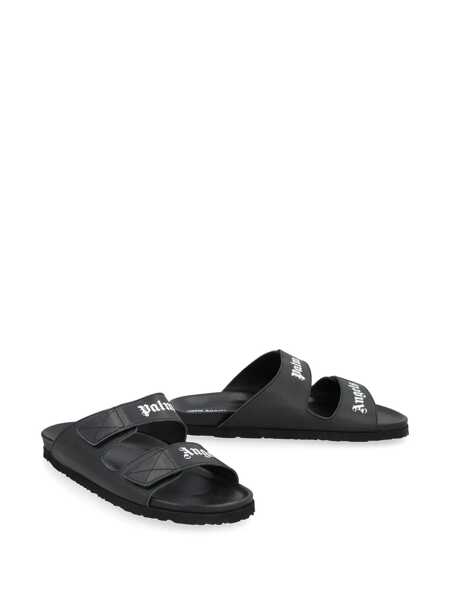 Sandale Palm Angels Palm Angels Leather Slides With Logo Black Barbati (BM 10944880) 2
