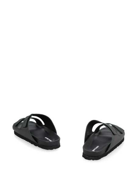 Sandale Palm Angels Palm Angels Leather Slides With Logo Black Barbati (BM 10944880) 3