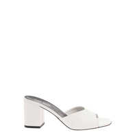 Sandale 'Anja' White Mules with Block Heel in Patent Leather Woman Femei