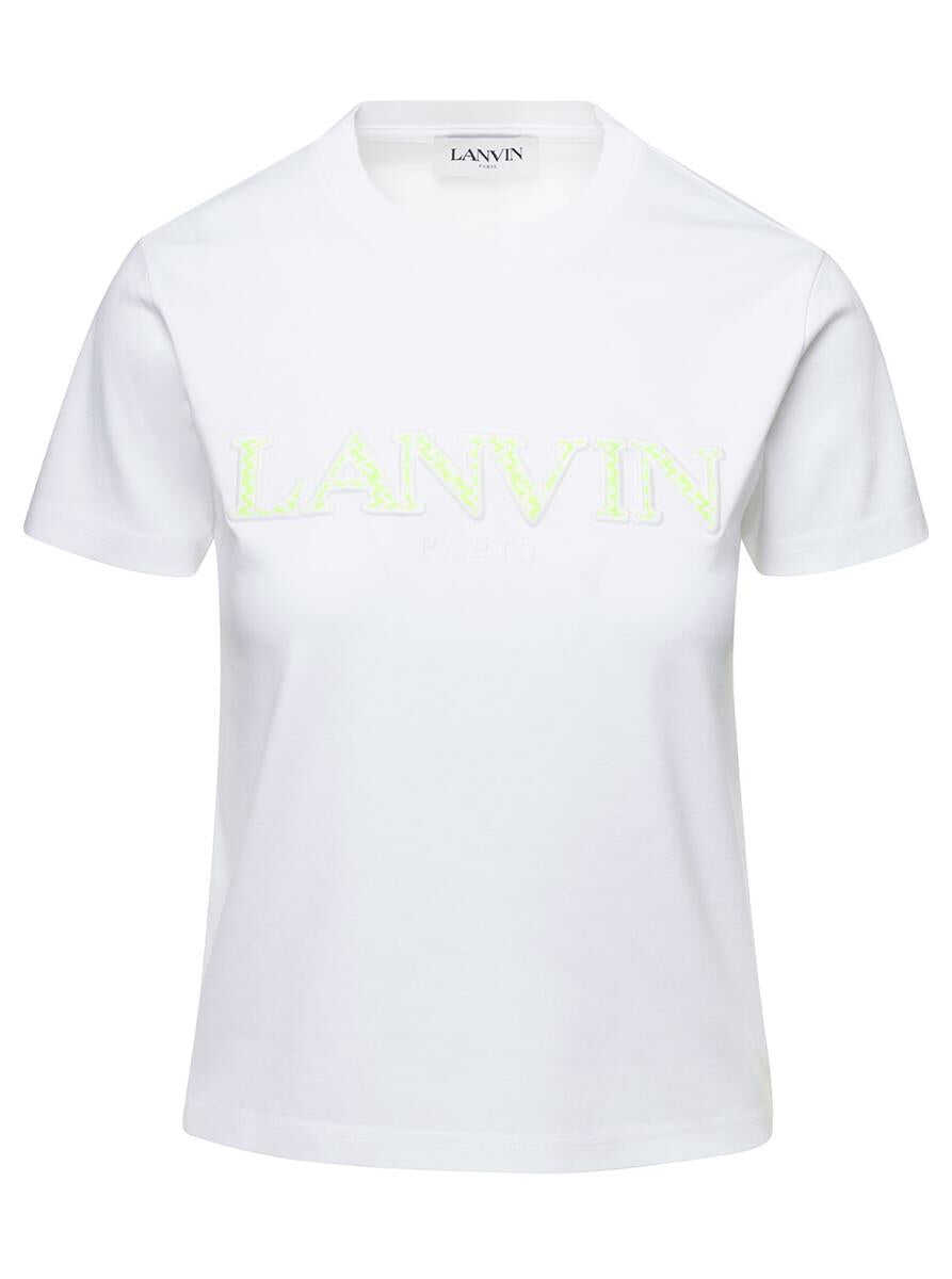 Lanvin White Classic Fit T-Shirt with Printed Logo in Cotton Woman White