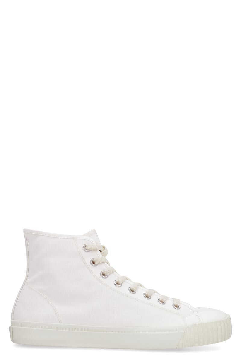 Maison Margiela MAISON MARGIELA TABI CANVAS HIGH-TOP SNEAKERS WHITE