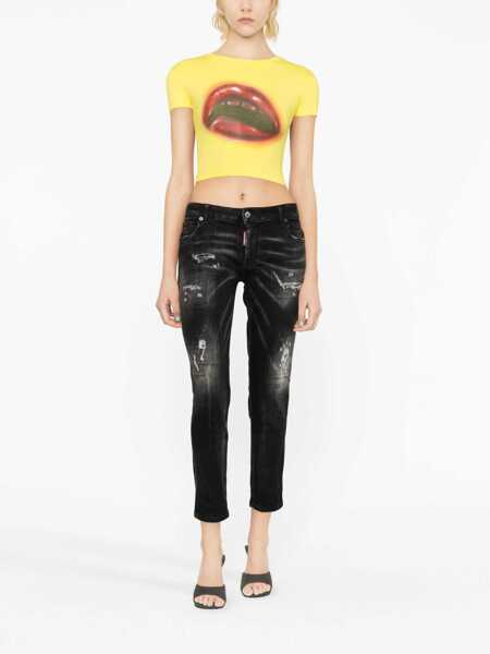 Blugi DSQUARED2 DSQUARED2 Twiggy Stretch Cotton Cropped Jeans GREY Femei (BM 10950319) 2
