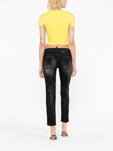 Blugi DSQUARED2 DSQUARED2 Twiggy Stretch Cotton Cropped Jeans GREY Femei (BM 10950319) 4
