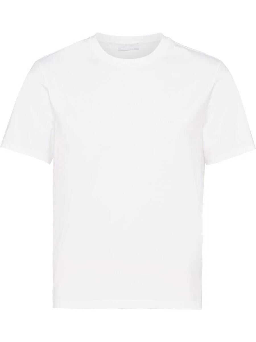 Prada PRADA logo-embroidered crew-neck T-shirt WHITE