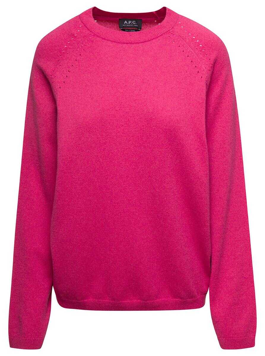 A.P.C. \'Rosanna\' Fuchsia Crewneck Sweater with Perforated Details in Cotton and Cashmere Woman Fuxia