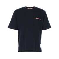 Tricouri Thom Browne Navy Blue Cotton T-Shirt Barbati