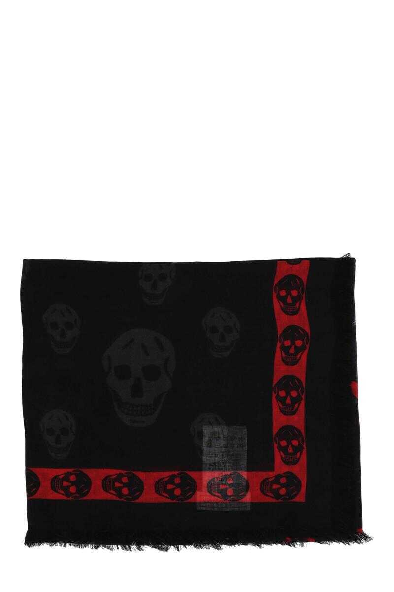 Alexander McQueen ALEXANDER MCQUEEN SCARF WITH LOGO PRINT BLACK