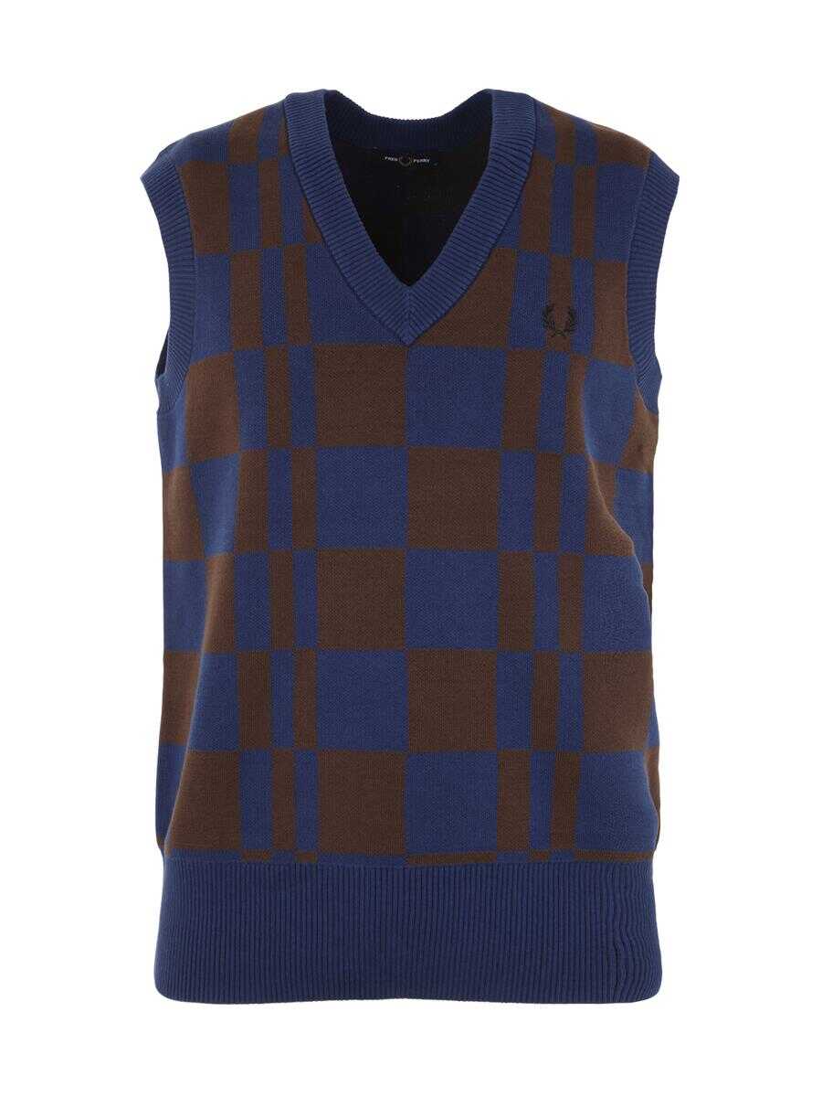 Fred Perry FRED PERRY FP CHEQUERBOARD TANK CLOTHING Blue