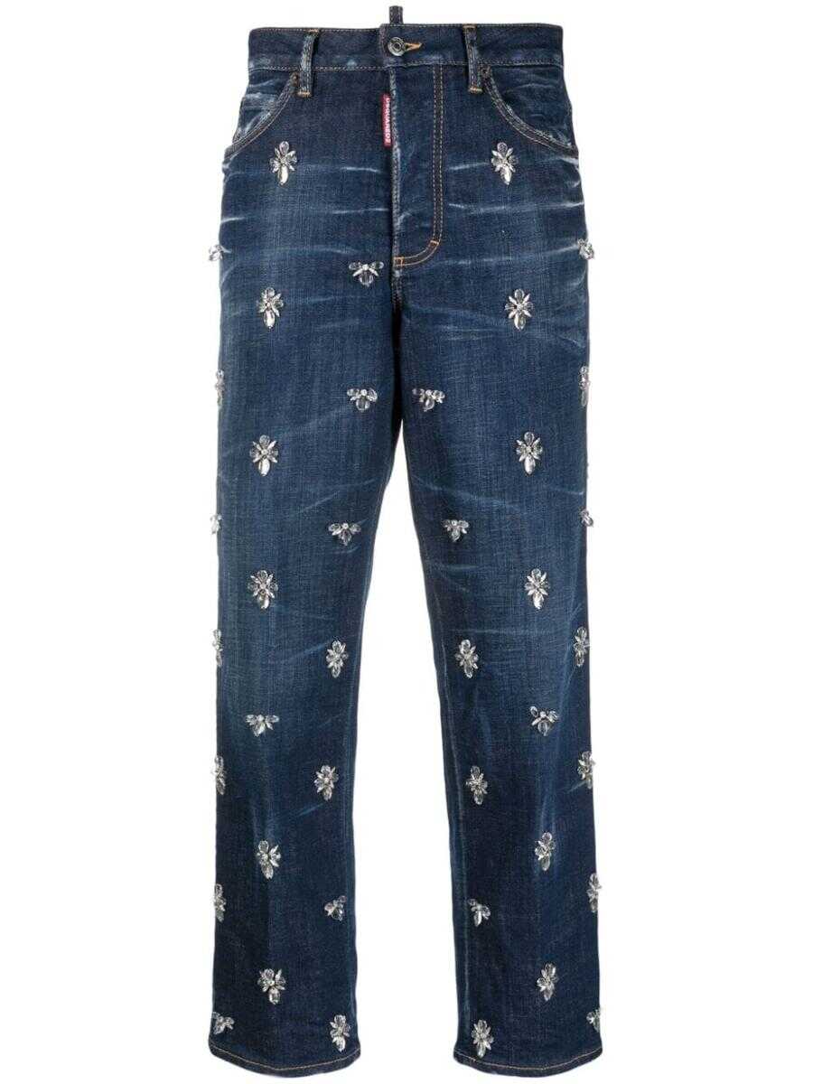 DSQUARED2 DSQUARED2 Crystal Flies high-rise jeans NAVY BLUE