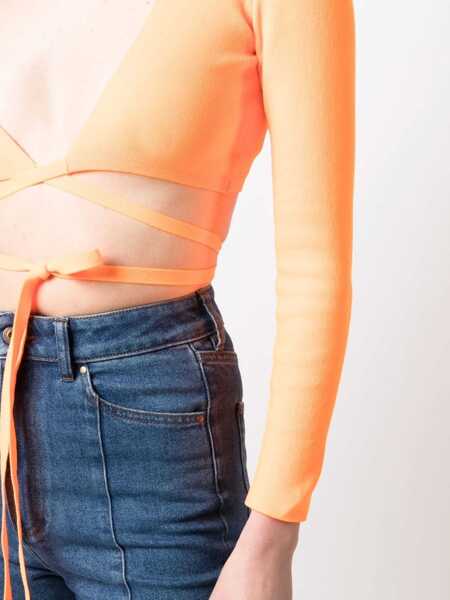Topuri MSGM Msgm Wrap Knitted Crop Top ORANGE Femei (BM 10973845) 5
