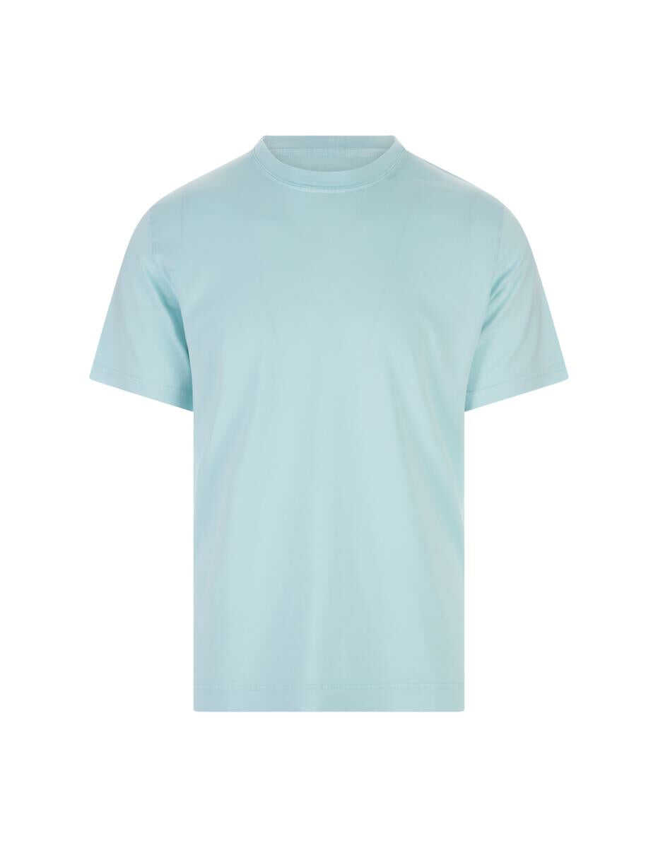 Fedeli FEDELI Basic T-Shirt In Aquamarine Organic Cotton BLUE
