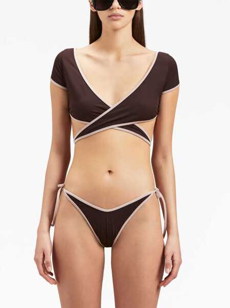 Sutiene Palm Angels Palm Angels Cap-Sleeves Bikini Top BROWN Femei (BM 10982212) 3
