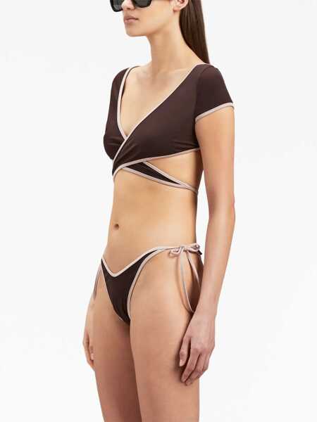 Sutiene Palm Angels Palm Angels Cap-Sleeves Bikini Top BROWN Femei (BM 10982212) 4