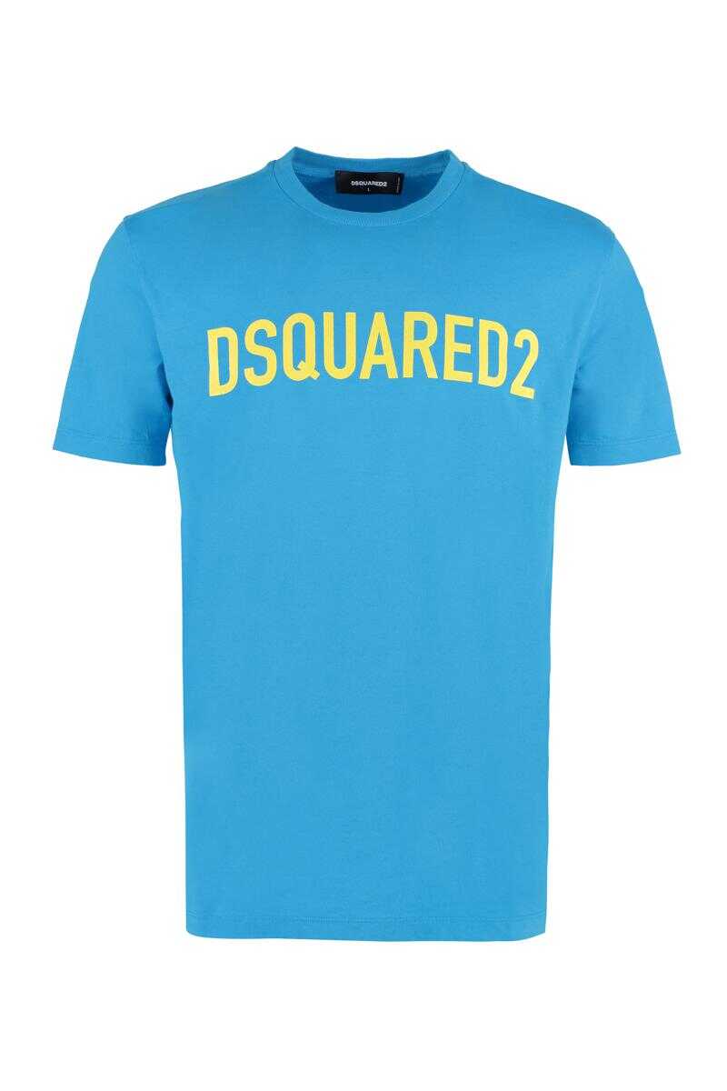 DSQUARED2 DSQUARED2 PRINTED STRETCH COTTON T-SHIRT Light Blue